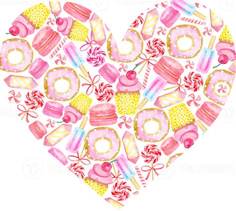 Beautiful Heart Of Watercolor Sweets 11200812 Png