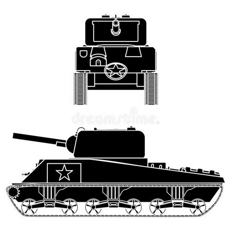 M4 Sherman Tank Outline Only Stock Vector Illustration Of Defense