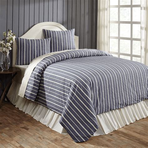 Collector Stripe Navy King Duvet Cover Set Teton Timberline Trading