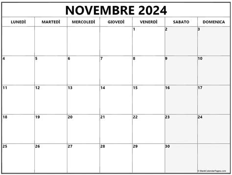 Novembre Calendario Gratis Italiano Calendario Novembre