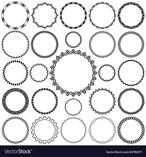 Collection Of Round Decorative Border Frames Vector Image