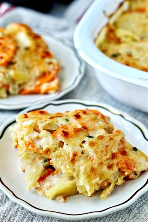 Scalloped Potatoes With Sweet Potatoes Fennel And Leeks Karens Kitchen Stories