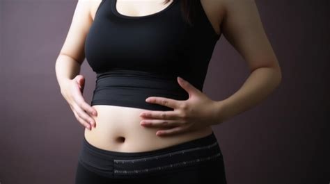 Woman Holding Her Stomach On Her Hand Background A Young Woman Who Has A Stomach Ache And Holds