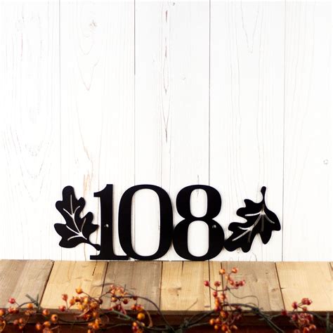 Buy Handmade Custom Outdoor House Number Metal Sign With Oak Leaves