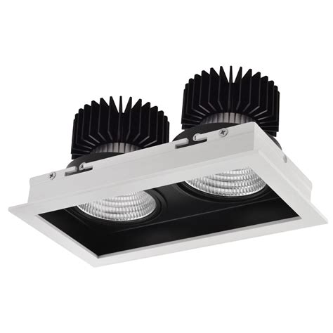 Kopa W Double Adj Rectangular Recessed Downlight Black Baffle