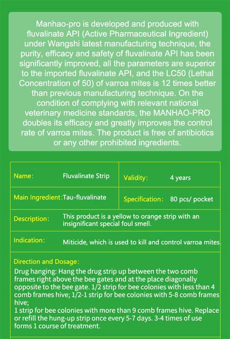 Buy Wangshi Manhao-pro Bee Strip For Varroa Mite Control from Sichuan ...