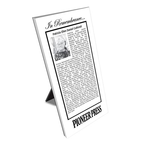 Pioneer Press Keepsake Obituary Plaque | Shop the Pioneer Press ...