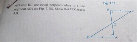 AD And BC Are Equal Perpendiculars In A Line Segment AB See Fig 7 18