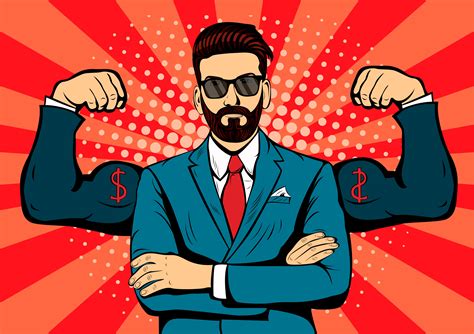 Hipster Beard Businessman With Muscles Pop Art Retro Style 274671