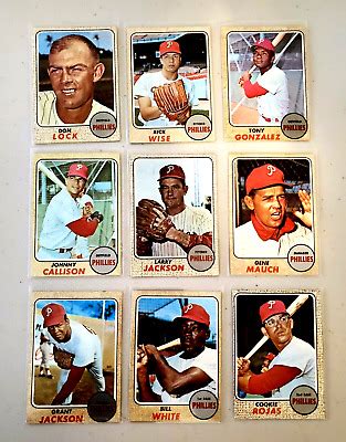 Lot Of 9 1968 Topps Philadelphia PHILLIES Vintage Baseball Cards BILL