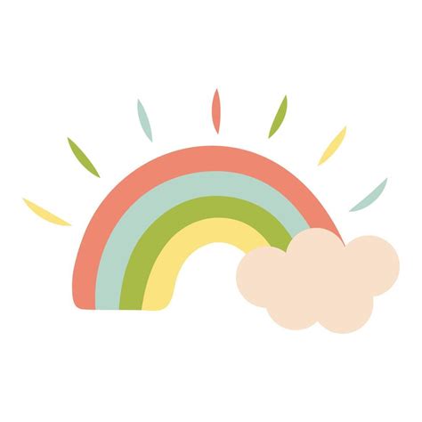 Cute Rainbow With Cloud Illustration Isolated On White Background