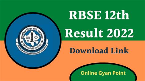 Rbse 12th Result 2022 Download Link