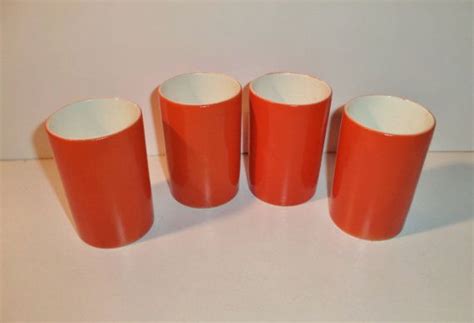 1962 Holt Howard Vintage Ceramic Cups Orange Mid Century Etsy