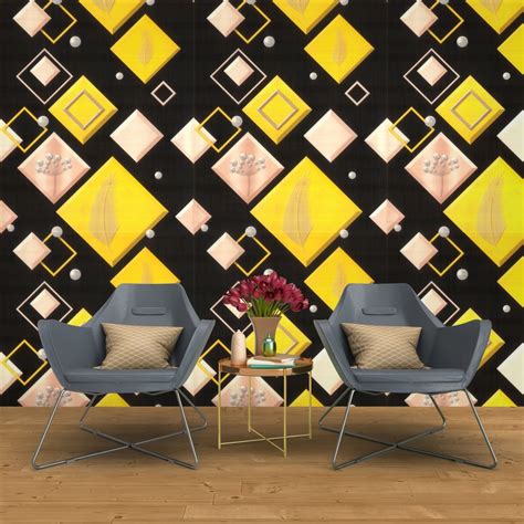 Bhavya Interiors Multicolor Square Design 3d Wallpaper For Wall Decor