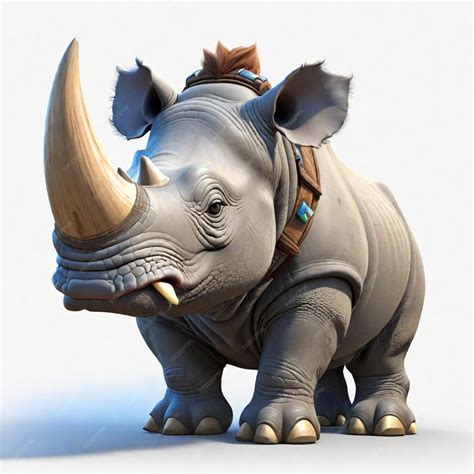Premium Photo | A rino cartoon character on a white background