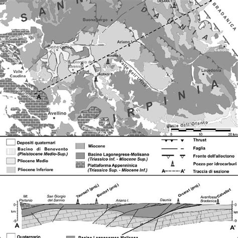 Carta Geologica Schematica E Sezione Geologica Del Settore