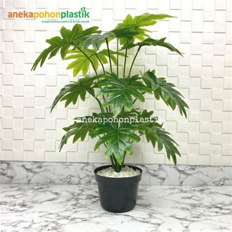 Jual Pohon Daun Monstera Jari Philo Semi Latex Artificial Pot Dasar