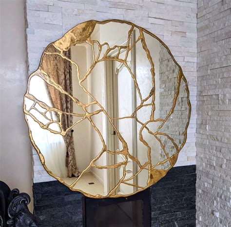 Asymmetrical Gold Mirror Wall Decor Kintsugi Mirror Aesthe Inspire