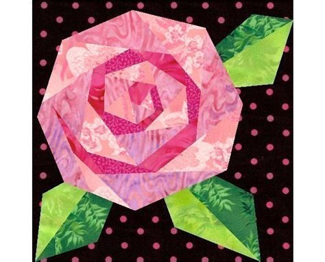 Rosie S Rose Paper Pieced Quilt Block By PieceByNumberQuilts