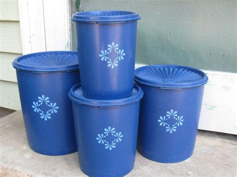 Vintage Blue Tupperware Canisters Set Of With Servalier