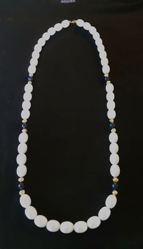 White And Navy Vintage Gem