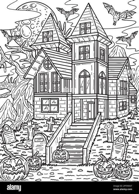 Haunted House Spooky Halloween Coloring Pages Shop Stock | www.micoope ...