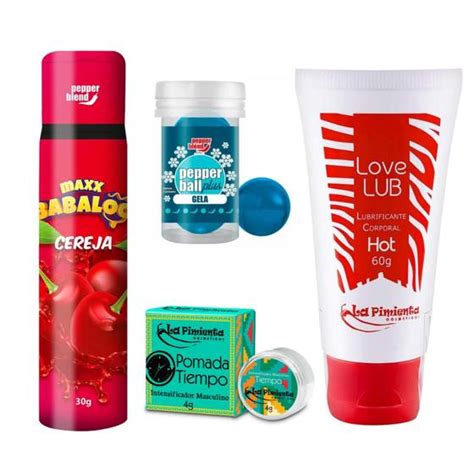 Kit Casal 4 Itens Gel Lubrificante Comestível Bolinhas Explosivas Pomada e Óleo Hot Casa da