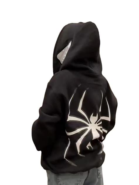 Rvnsu Spider Hoodie Graphic Hoodies Y2k Oversized Full Zip Up Hoodie Men Women Harajuku Vintage