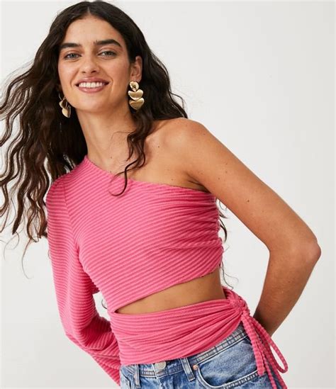 Blusa Decote Ombro S E Manga Longa Bufante Rosa