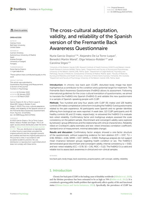 Pdf The Cross Cultural Adaptation Validity And Reliability Of The