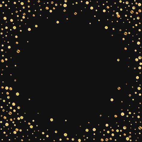 Sparse gold confetti Chaotic border on black background Vector ...