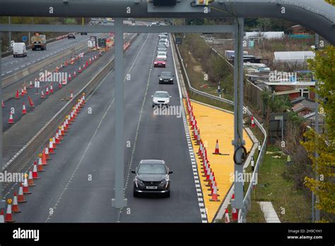 Refuge Area In Use On Smart Motorway Hi Res Stock Photography And