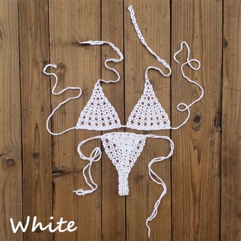 Crochet Microkini Sexy G Thong Top Boho Monokini String Bikini Trikini Set Ebay