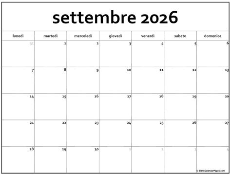 Settembre 2026 Calendario Gratis Italiano Calendario Settembre