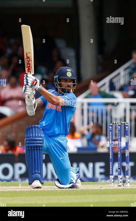 Shikhar Dhawan of India batting during the ICC Champions Trophy 2017 ...