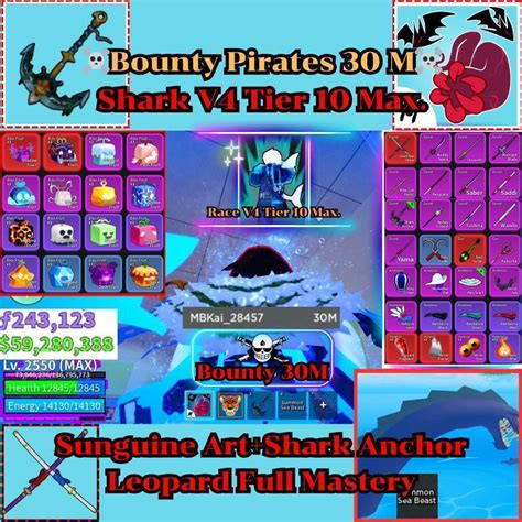 Account Blox Fruit Bounty Pirates M Lv Max Leopard Full