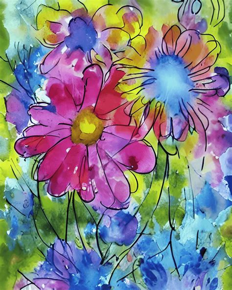 Whimsical Watercolor Flowers Creative Fabrica