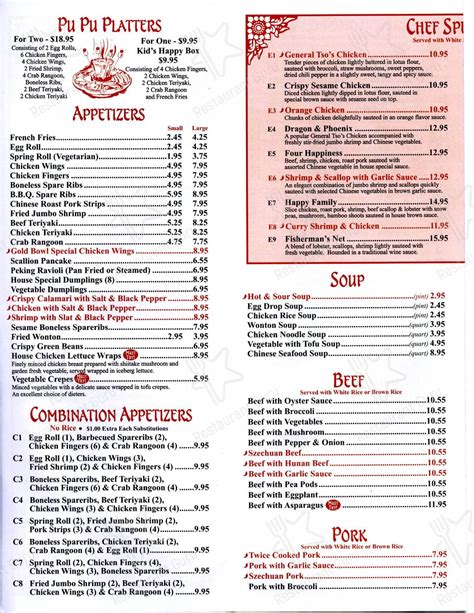 Menu At Gold Bowl Restaurant Fitchburg