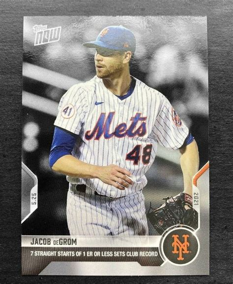 JACOB DEGROM New York Mets 2021 MLB Topps NOW Card 268 New Club Record