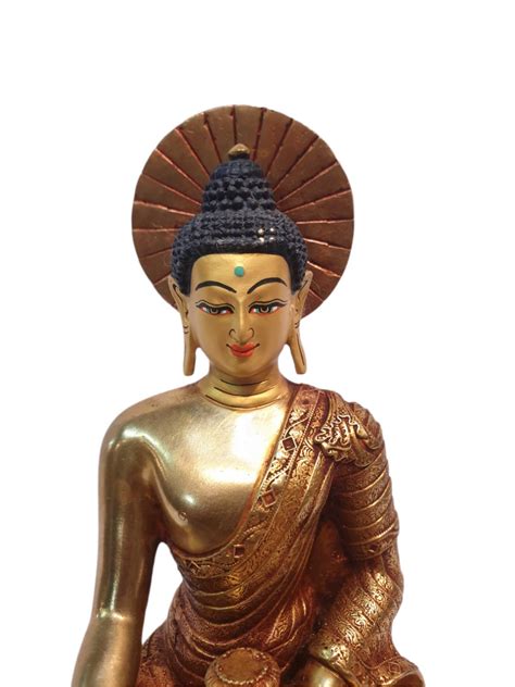 Tibetan Buddhist Statue Of Shakyamuni Buddha Full Gold Plated And