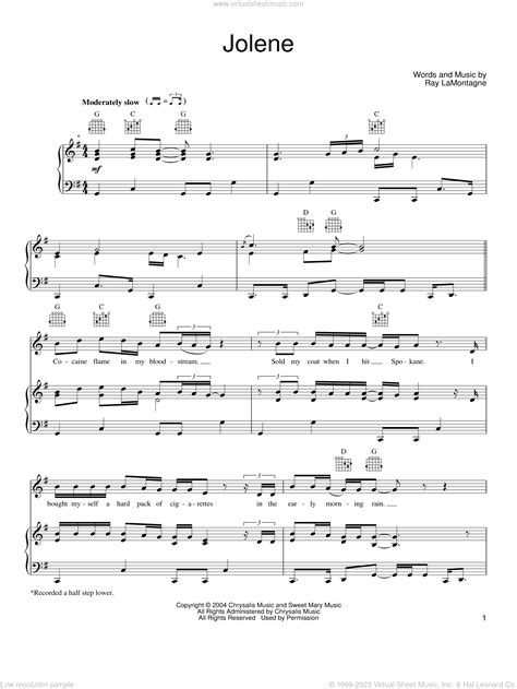 Band Jolene Sheet Music For Voice Piano Or Guitar Pdf