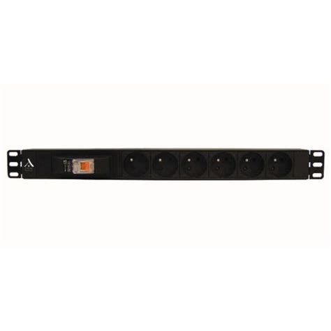 Multiprise Rackable 19 Pouces PDU 1U 6 Prises FR Avec Disjoncteur 16A