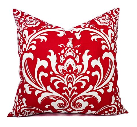 Two Red Damask Pillow Covers Red Pillow by CastawayCoveDecor