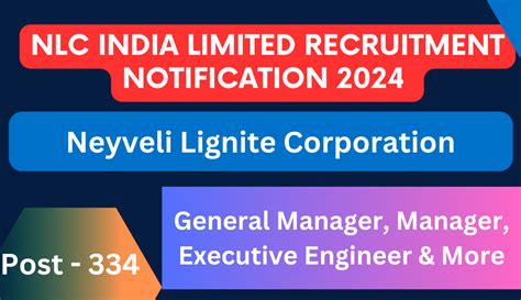 Neyveli Lignite Corporation Nlc India Limited Recruitment Notification 2024 Notice Out For