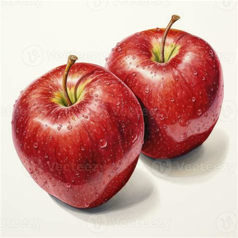 Red Apple Detailed Watercolor Painting Fruit Vegetable Clipart