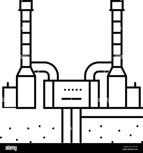 Plant Geothermal Energy Line Icon Vector Illustration Stock Vector