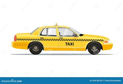 Taxi O Táxi Amarelo Do Carro Isolado No Fundo Branco Ilustração Do