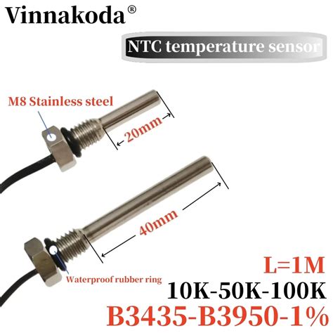 1pcs 10k M8 Hexagonal Probe Ntc Thermistor Temperature Sensor 1 25 Thread B3950 B3435 10k 50k