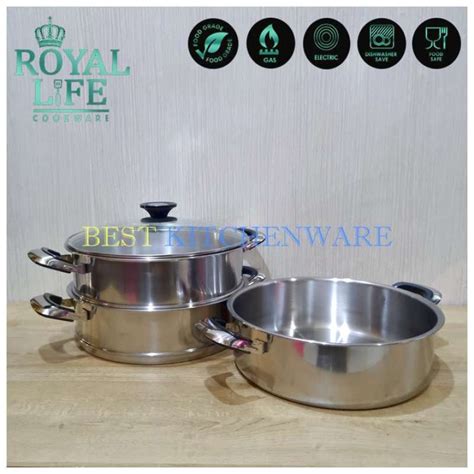 Jual Jual Steamer Set Kukusan Langseng 3Susun Stainless Steel 32Cm