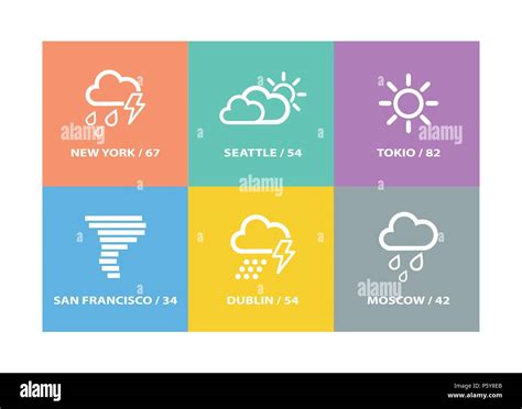 Set Of Vector Weather Forecast Icons And Signs Stock Vector Image And Art Alamy